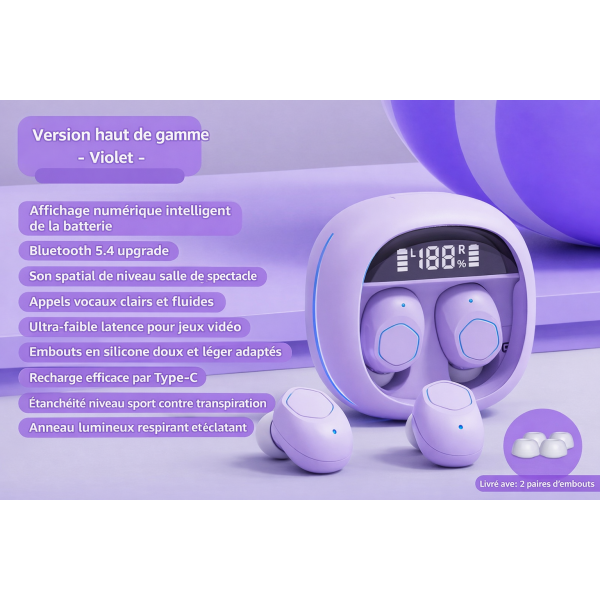 Casque bluetooth sans fil 2025 nouveau dans l\'oreille réduction du bruit pour les hommes et les femmes ultra longue durée d\'utilisation indolore sport haute qualité sonore