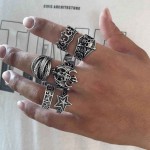 6 ensembles anneau de crâne homme européen américain exagère niche vintage gothique punk hip-hop unique anneau accessoires