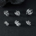 6 ensembles anneau de crâne homme européen américain exagère niche vintage gothique punk hip-hop unique anneau accessoires