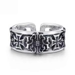 Croix anneau homme tendance marque premium sens vintage personnalité index anneau pour plankton noir mode anneau ouvert pour hommes