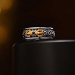 Vintage tibétain faire vieux saphir xiangyun diamond pilon anneau homme tracé or descendu pilon mortier anneau d\'index vivant