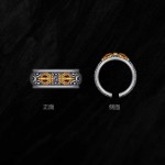 Vintage tibétain faire vieux saphir xiangyun diamond pilon anneau homme tracé or descendu pilon mortier anneau d\'index vivant