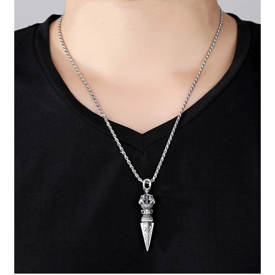 S925 argent sterling downlord pilon collier pendentif pendentif style vintage faire vieux pays tendance homme personnalité mode niche