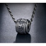 Wealth-attracting PI Xiu Fortune bead pendant, six-character true words, men\'s and women\'s retro necklace, trendy and simple sweater chain, titanium steel