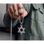 Collier ins hexagrama pendentif européen et américain étudiant couple personnalité titane acier homme femme pendentif