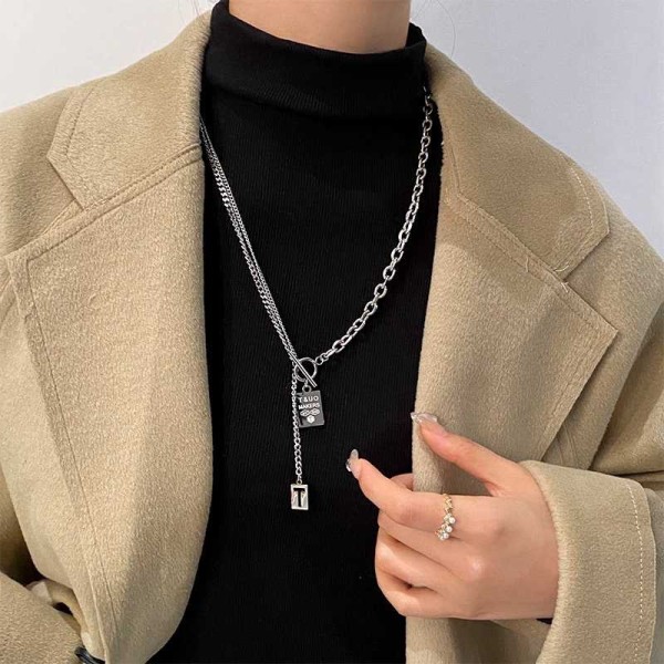 Influenceur alphabet long OT boucles colliers ins marée hommes hip-hop sweat cool couple sweatshirts chaines femmes automne hiver accessoires