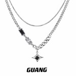 GUANG shing muang collier double couche hommes tendance hip hop lumière luxe petites chaînes chandails femmes haut de gamme sens empilé chaîne de survêtement