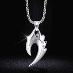 S925 argent sterling collier de dents de loup flammé sarrache-chic articles de personnalité pendentif pendentif simple tendance beau et polyvalent accessoires