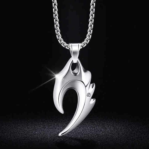 S925 argent sterling collier de dents de loup flammé sarrache-chic articles de personnalité pendentif pendentif simple tendance beau et polyvalent accessoires