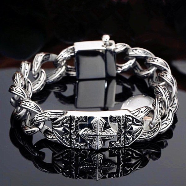 Mode vintage croix titane acier bracelet homme haut de gamme sens dominateur personnalité japonais coréen punk hipster basket-ball hipster main accessoires