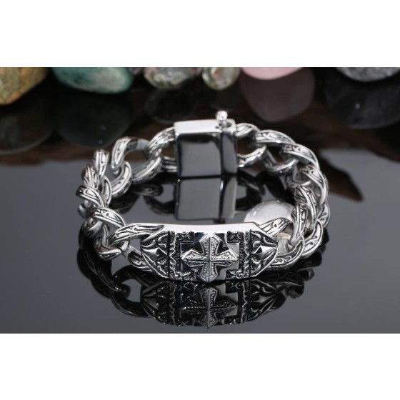 Mode vintage croix titane acier bracelet homme haut de gamme sens dominateur personnalité japonais coréen punk hipster basket-ball hipster main accessoires