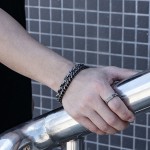 Vintage titane acier double couche bracelet homme tendance personnalité simple hip-hop hommes main bijoux ins niche design homme accessoires