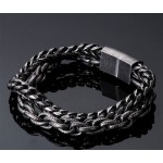 Vintage titane acier double couche bracelet homme tendance personnalité simple hip-hop hommes main bijoux ins niche design homme accessoires