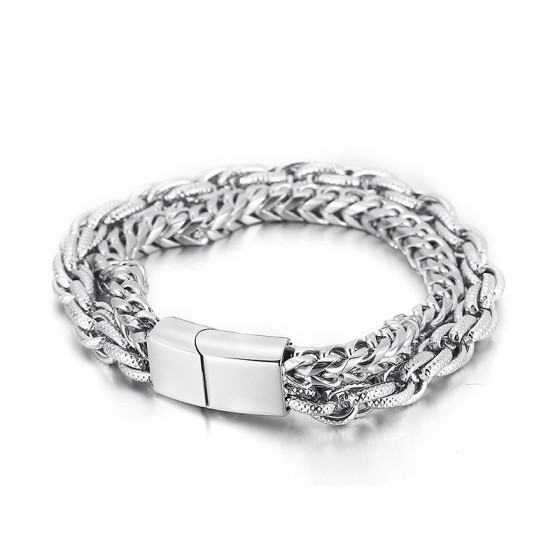 Vintage titane acier double couche bracelet homme tendance personnalité simple hip-hop hommes main bijoux ins niche design homme accessoires