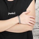 Vintage titane acier double couche bracelet homme tendance personnalité simple hip-hop hommes main bijoux ins niche design homme accessoires