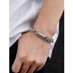 Bracelet argenté eau ondulée irrégulière plaqué argent homme grossier style domination simple europe et amérique locomotive hip hop main décoration