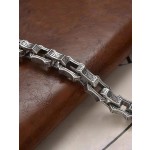 Bracelet argenté eau ondulée irrégulière plaqué argent homme grossier style domination simple europe et amérique locomotive hip hop main décoration