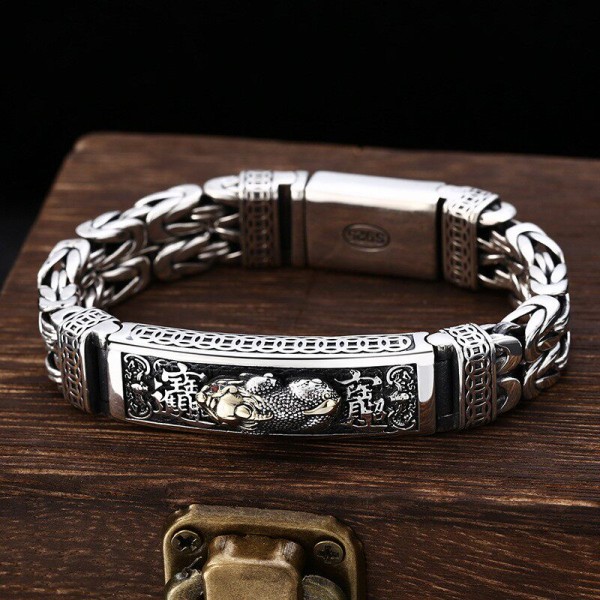 925 plaqué argent vintage wiliwilienne bracelet grossier homme domination tendance bracelet de personnalité
