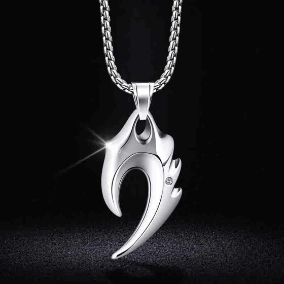 S925 argent sterling collier de dents de loup flammé sarrache-chic articles de personnalité pendentif pendentif simple tendance beau et polyvalent accessoires